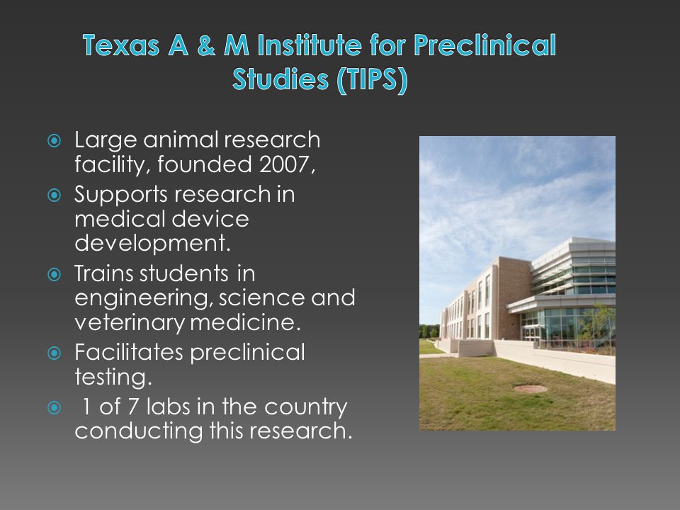  Large animal research facility, founded 2007,  Supports research in medical device development.