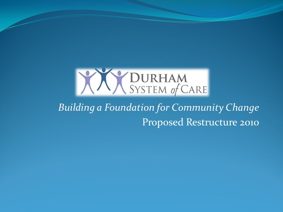 Building a Foundation for Community Change Proposed Restructure 2010