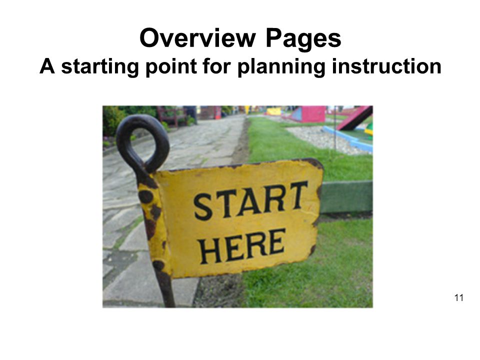 Overview Pages A starting point for planning instruction 11