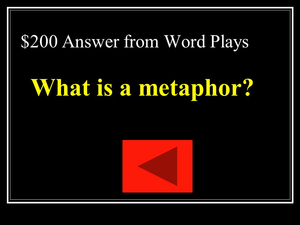 $200 Question from Word Plays A comparison between two unlike things
