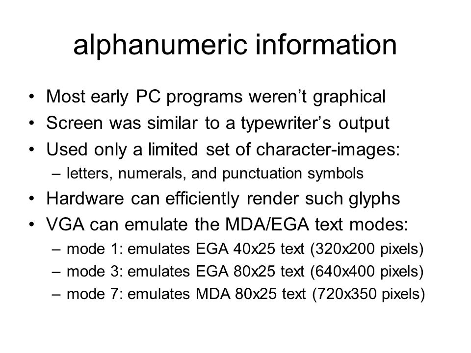 VGA Text Mode An introduction to font selection and to reprogramming of the  Character Generator ram. - ppt download