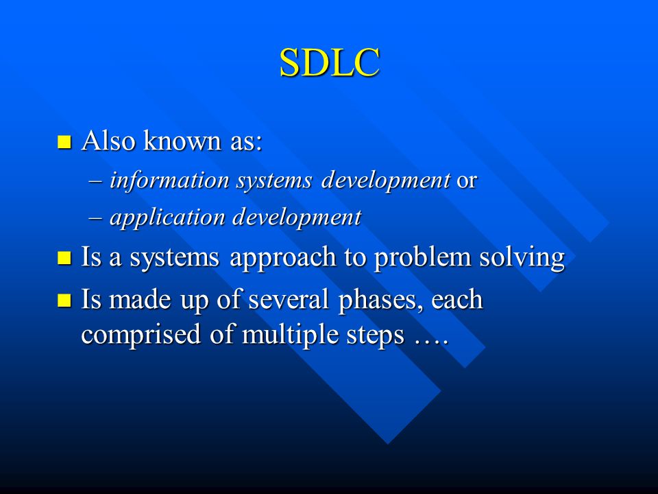 SDLC Software Development Life Cycle. SDLC Acronym for system development  life cycle. Acronym for system development life cycle. Is the process of  developing. - ppt download