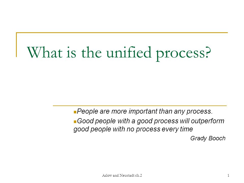 Arlow and Neustadt ch.21 What is the unified process.