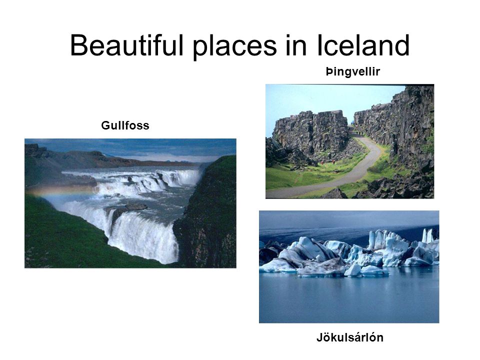 Beautiful places in Iceland Gullfoss Þingvellir Jökulsárlón