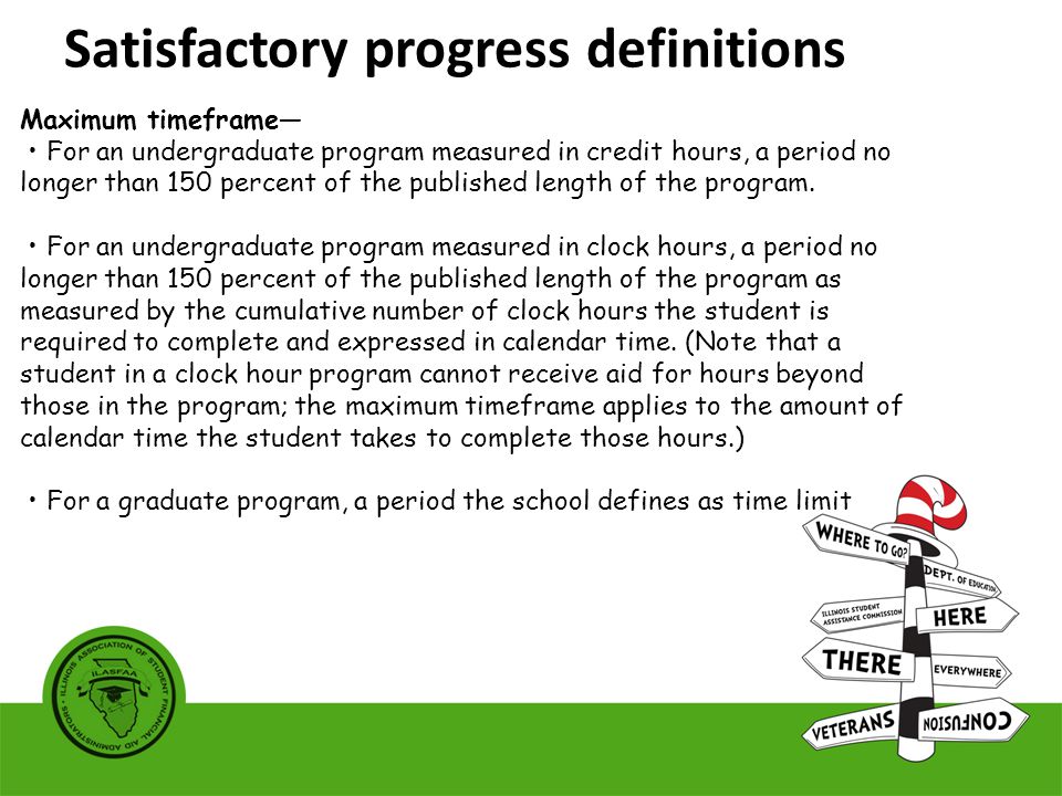 Maximum timeframe— For an undergraduate program measured in credit hours, a period no longer than 150 percent of the published length of the program.
