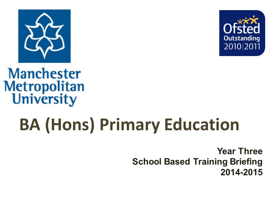 BA (Hons) Primary Education Year Three School Based Training Briefing