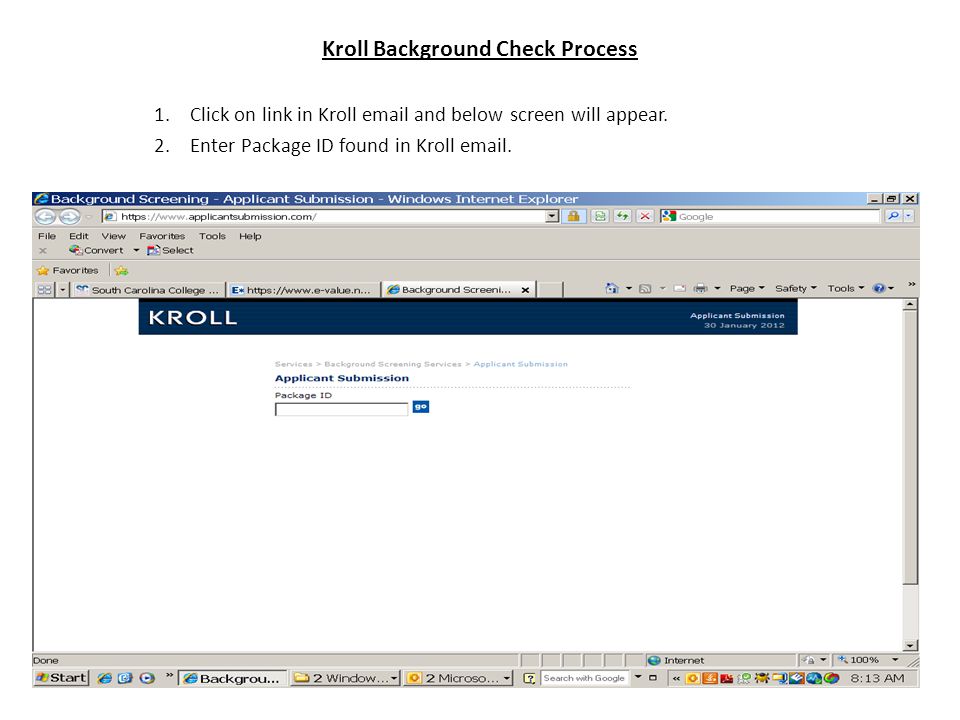 Kroll Background Check Process 1.Click on link in Kroll  and below screen will appear.