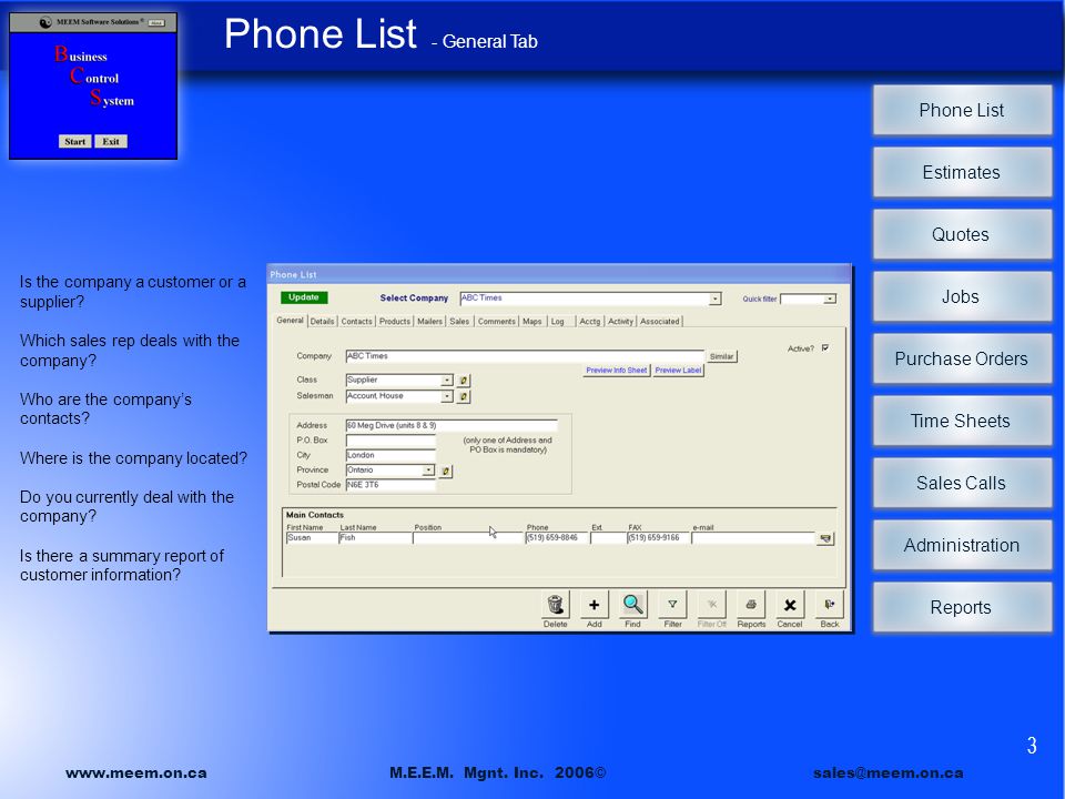 phone list estimates quotes jobs time sheets sales calls