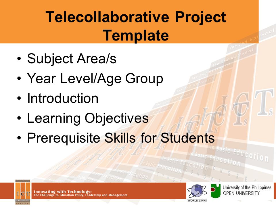 Telecollaborative Project Template Subject Area/s Year Level/Age Group Introduction Learning Objectives Prerequisite Skills for Students