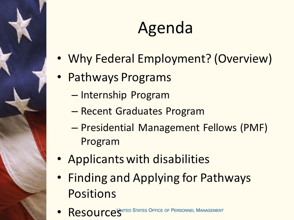 Agenda Why Federal Employment.