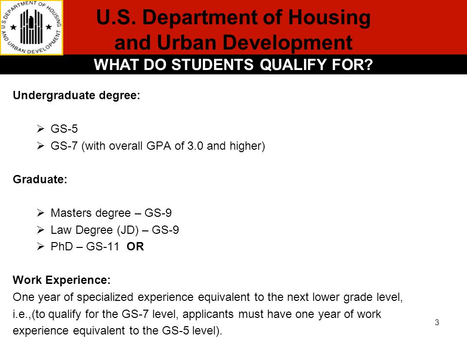 U.S. Department of Housing and Urban Development WHAT DO STUDENTS QUALIFY FOR.