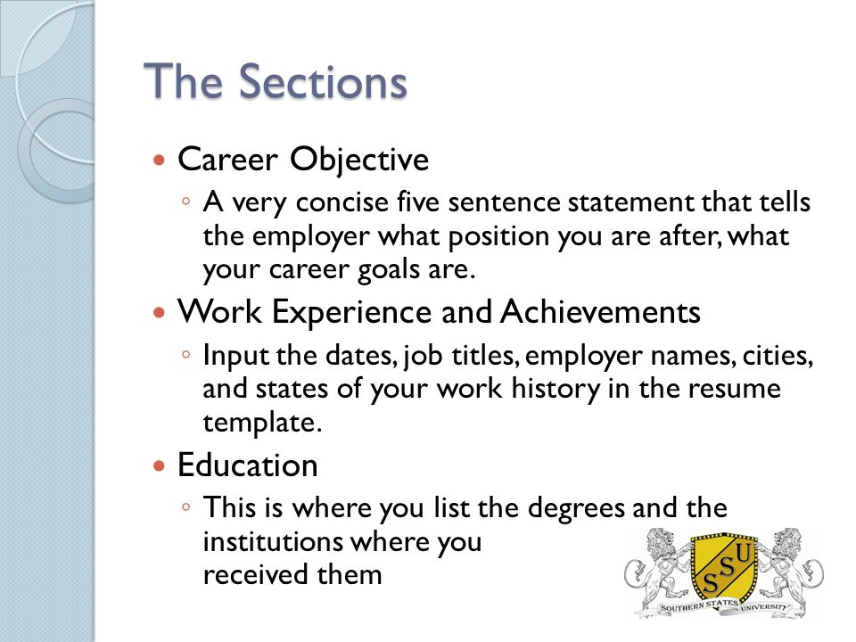 resume writing workshop the basics made easy southern states list of career goals and objectives