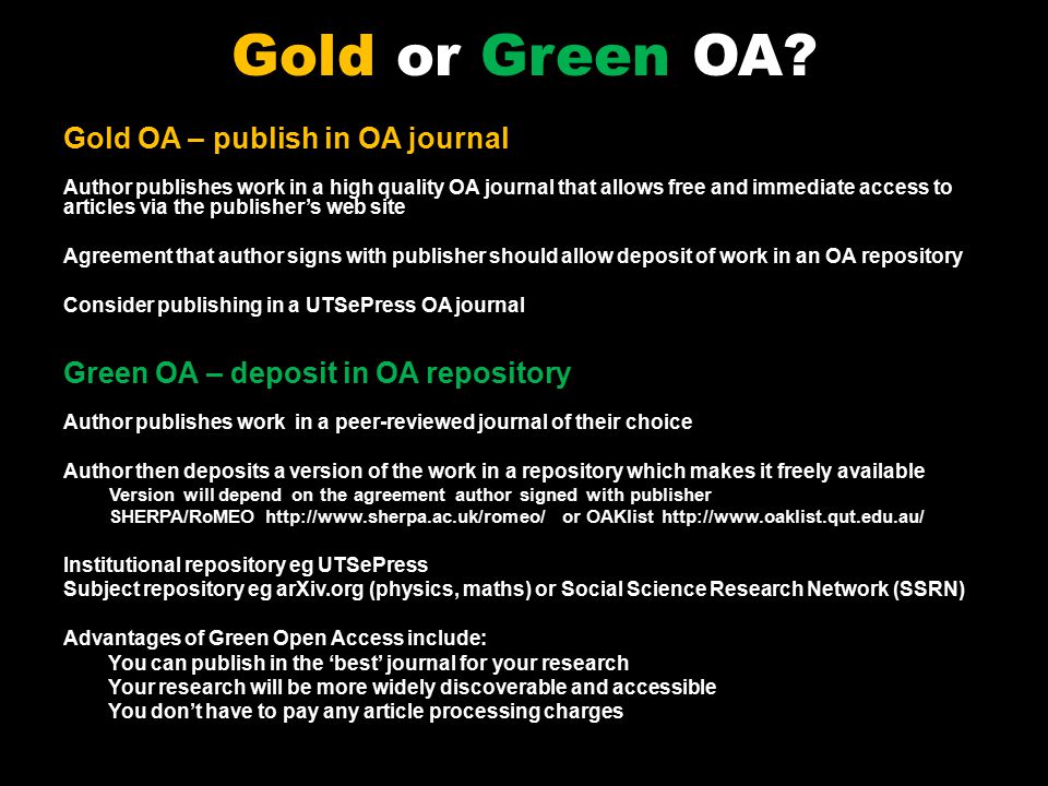 Gold or Green OA.