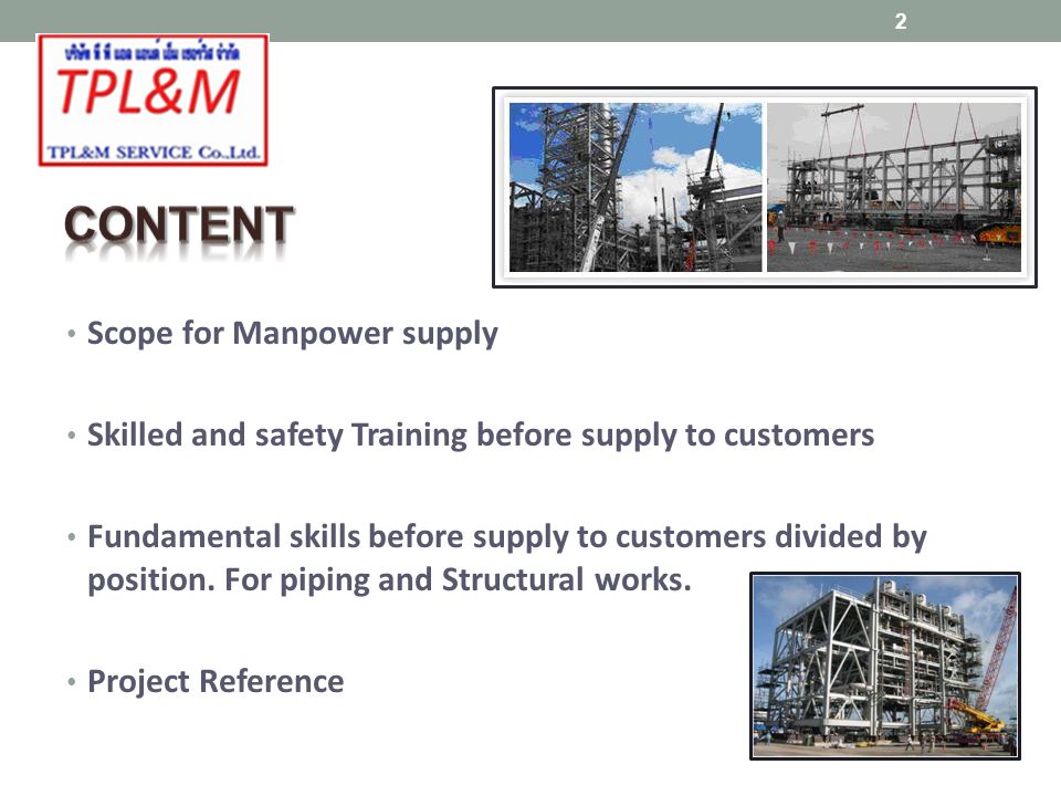 Scope for Manpower supply Skilled and safety Training before supply to customers Fundamental skills before supply to customers divided by position.