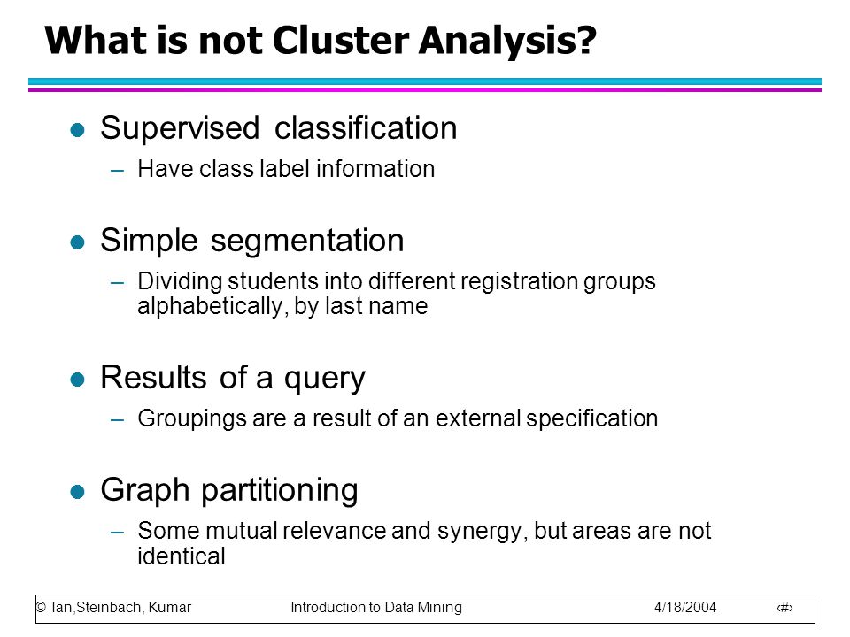 © Tan,Steinbach, Kumar Introduction to Data Mining 4/18/ What is not Cluster Analysis.
