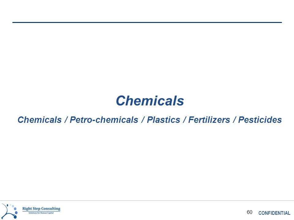 CONFIDENTIAL 60 Chemicals Chemicals / Petro-chemicals / Plastics / Fertilizers / Pesticides