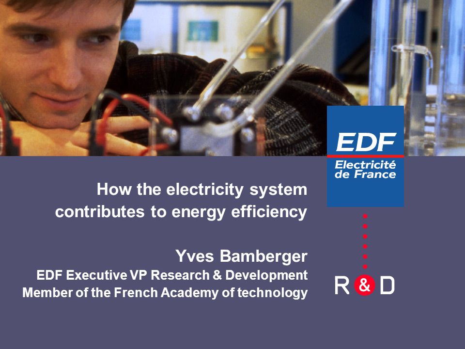 How the electricity system contributes to energy efficiency Yves Bamberger EDF Executive VP Research & Development Member of the French Academy of technology