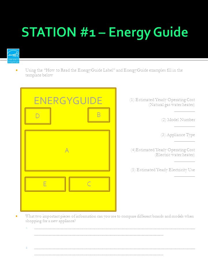 Using The How To Read EnergyGuide Label And Examples Fill In Template Using The How To Read EnergyGuide Label And Examples Fill In Template