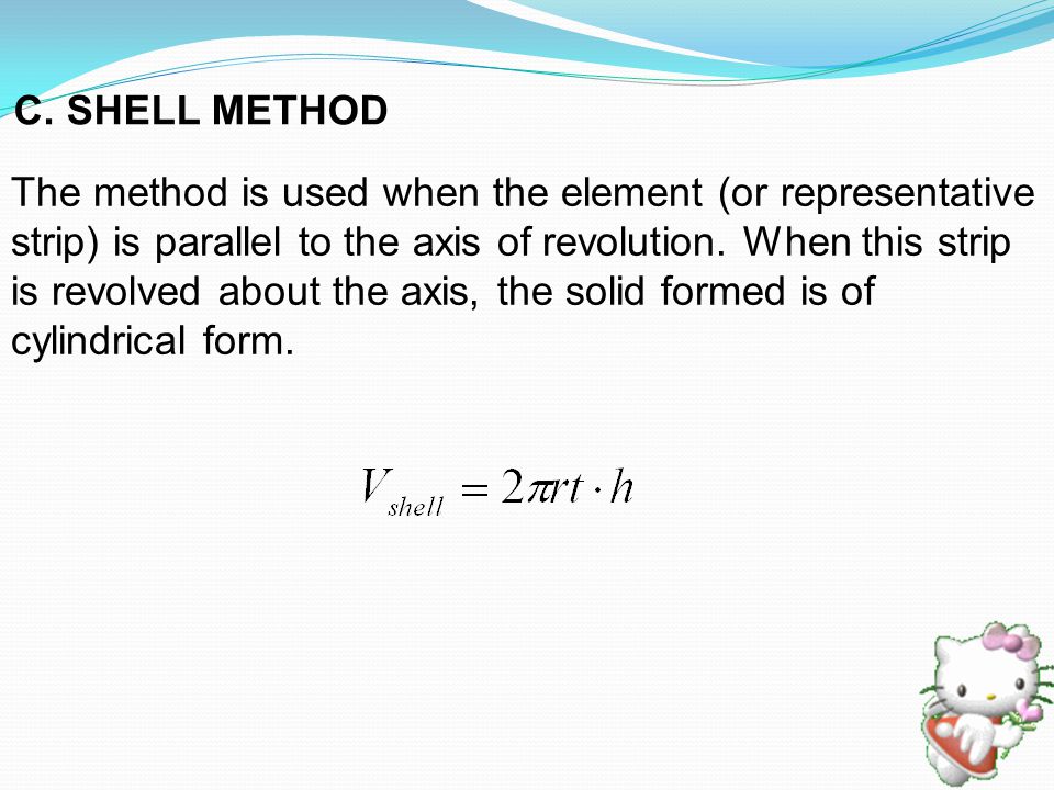 The method is used when the element (or representative strip) is parallel to the axis of revolution.