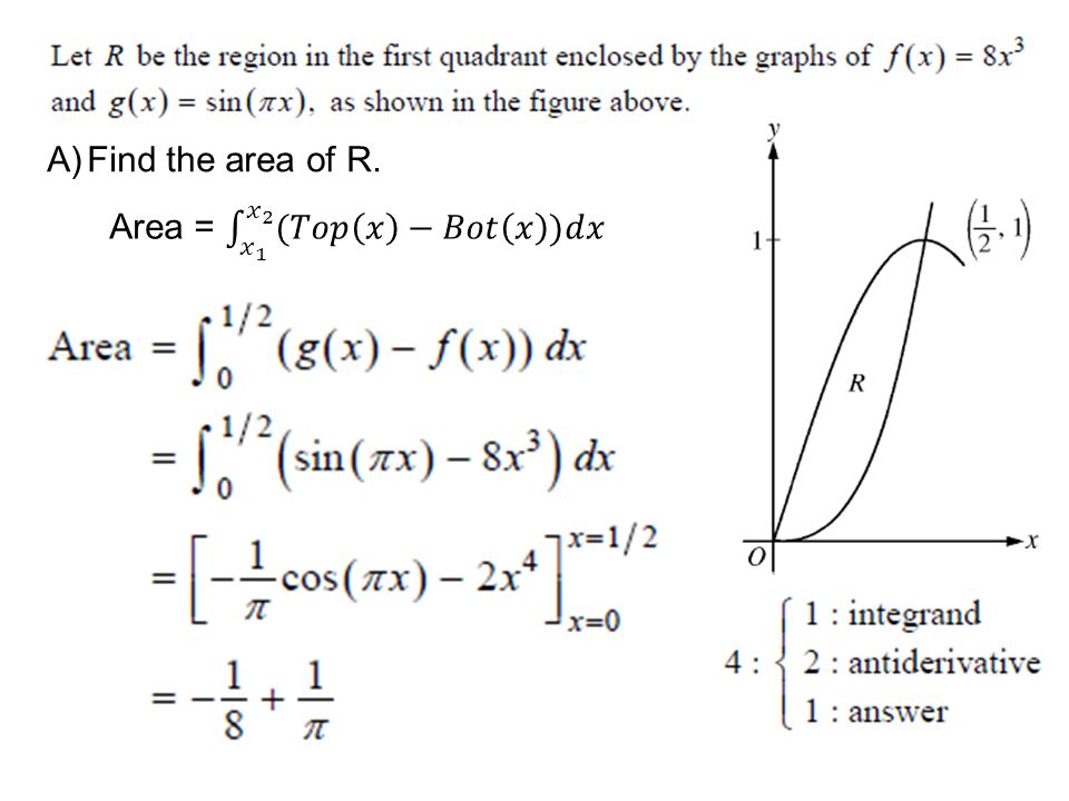 A)Find the area of R.