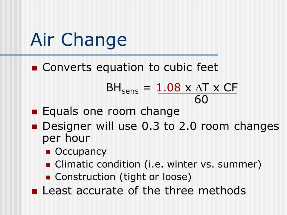 Ashrae Air Changes Per Hour Chart