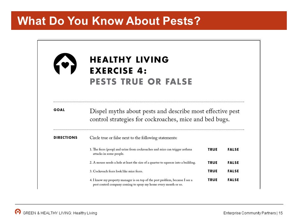 Enterprise Community Partners | 15GREEN & HEALTHY LIVING: Healthy Living What Do You Know About Pests