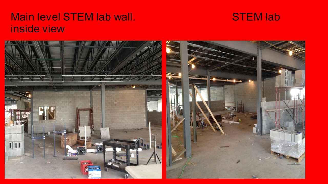 Main level STEM lab wall.STEM lab inside view