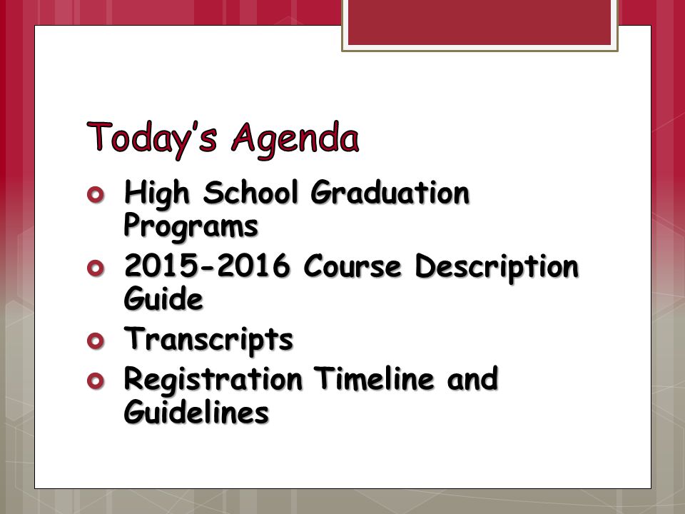  High School Graduation Programs  Course Description Guide  Transcripts  Registration Timeline and Guidelines