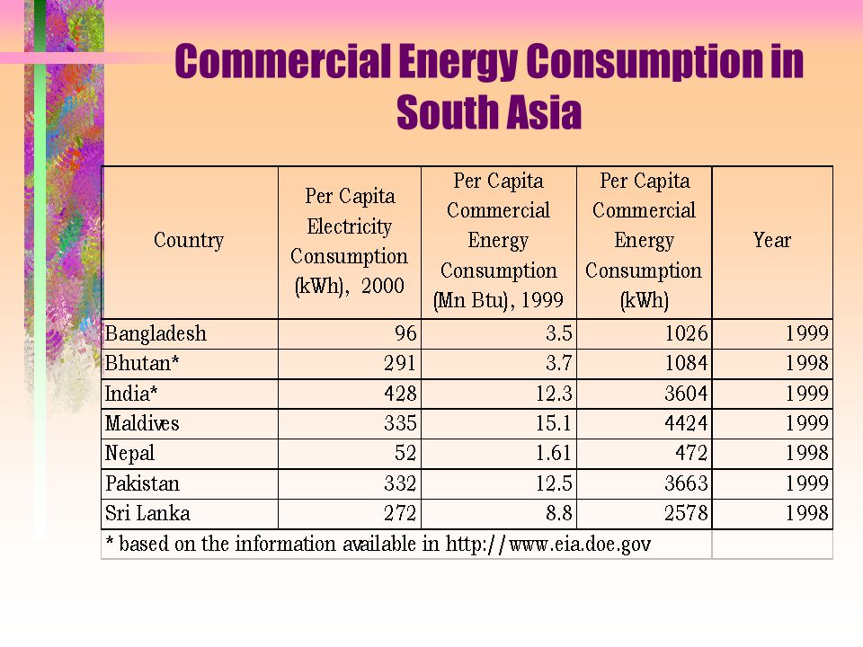 Commercial Energy Consumption in South Asia