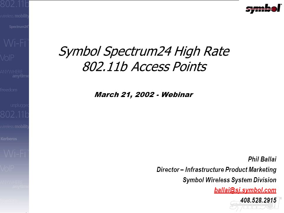 copyright 2001 by symbol technologies inc all rights all rights reserved symbol