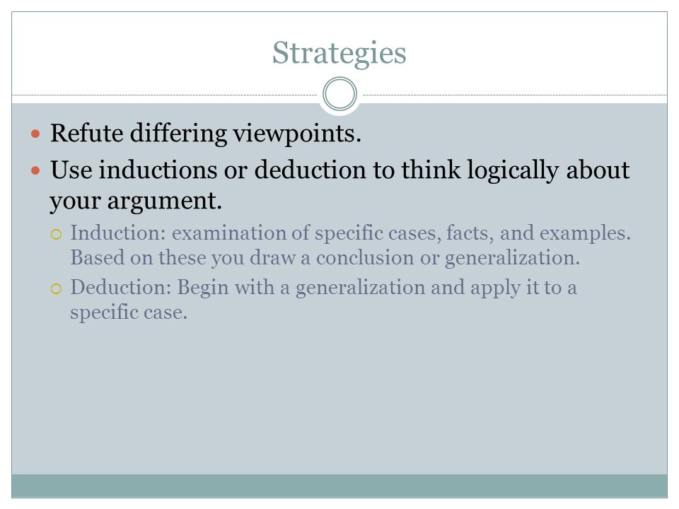 Strategies Refute differing viewpoints.