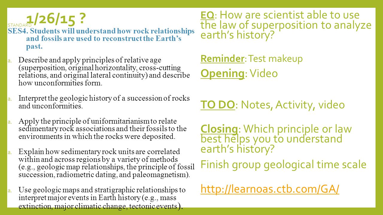Geologic history relative dating notes