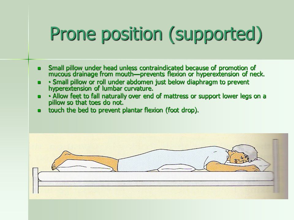 Position of patient. Semi-Fowler's position (supported) Pillow to support  head, neck, and upper back to prevent hyperextension of neck. Pillow to  support. - ppt download