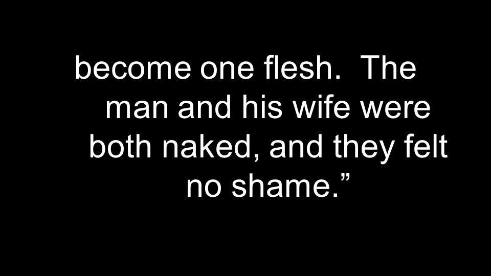 become one flesh. The man and his wife were both naked, and they felt no shame.