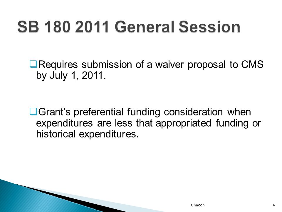  Requires submission of a waiver proposal to CMS by July 1, 2011.