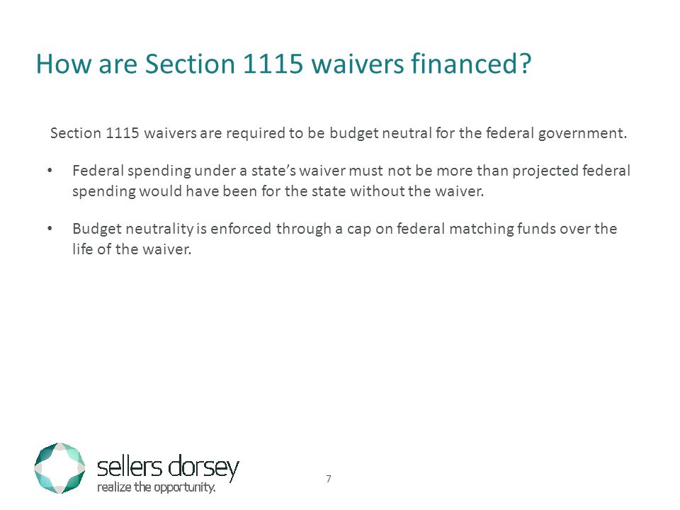 How are Section 1115 waivers financed.