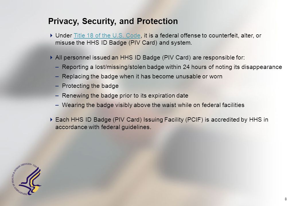 8 Privacy, Security, and Protection  Under Title 18 of the U.S.