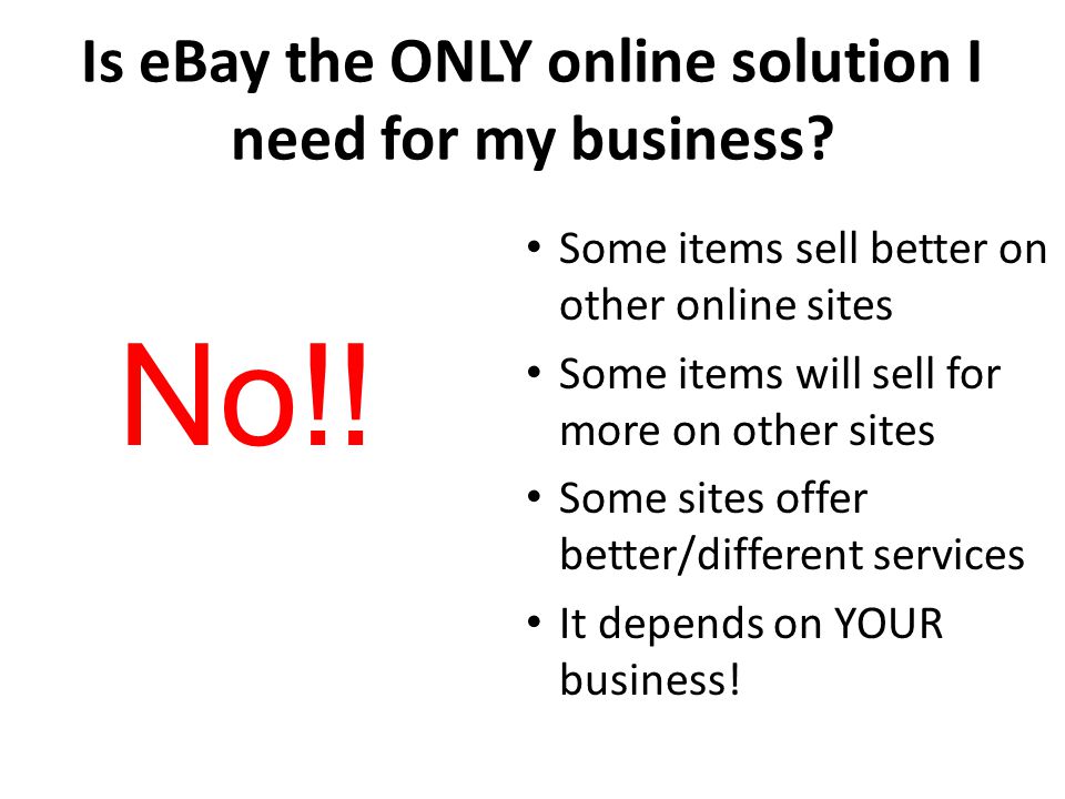 Is eBay the ONLY online solution I need for my business.