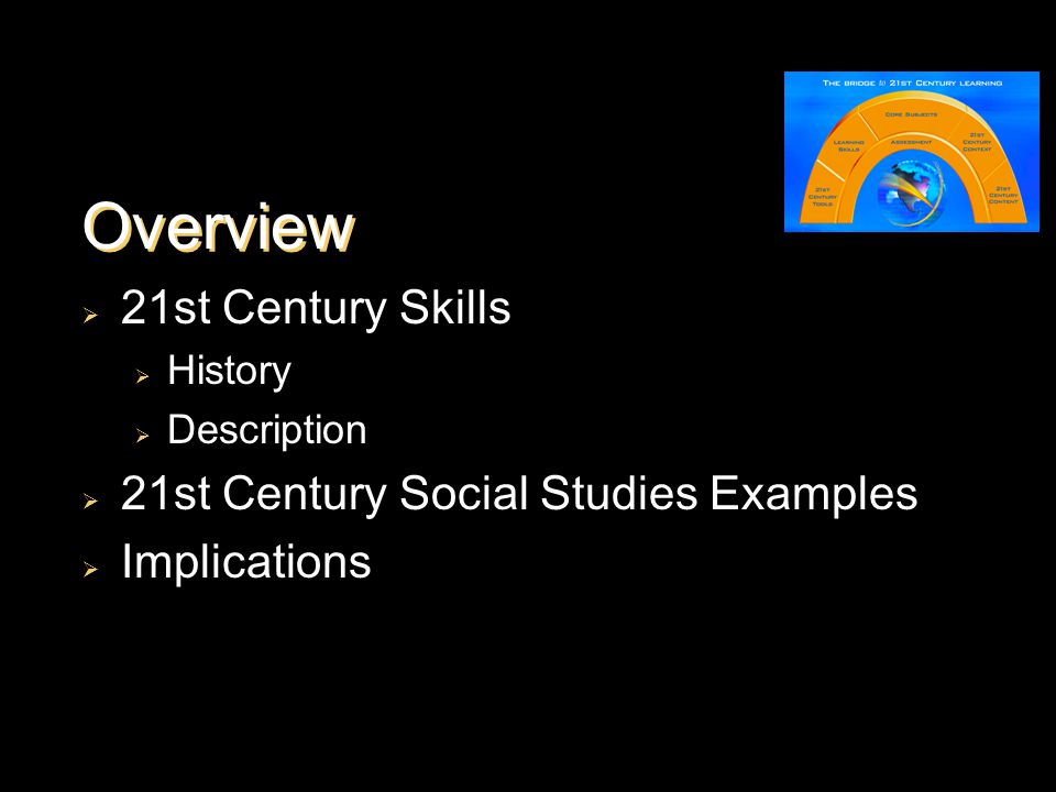 Overview  21st Century Skills  History  Description  21st Century Social Studies Examples  Implications