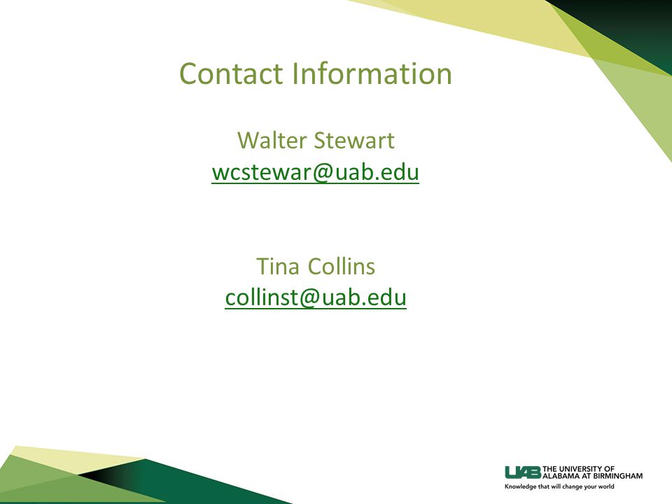 Contact Information Walter Stewart Tina Collins