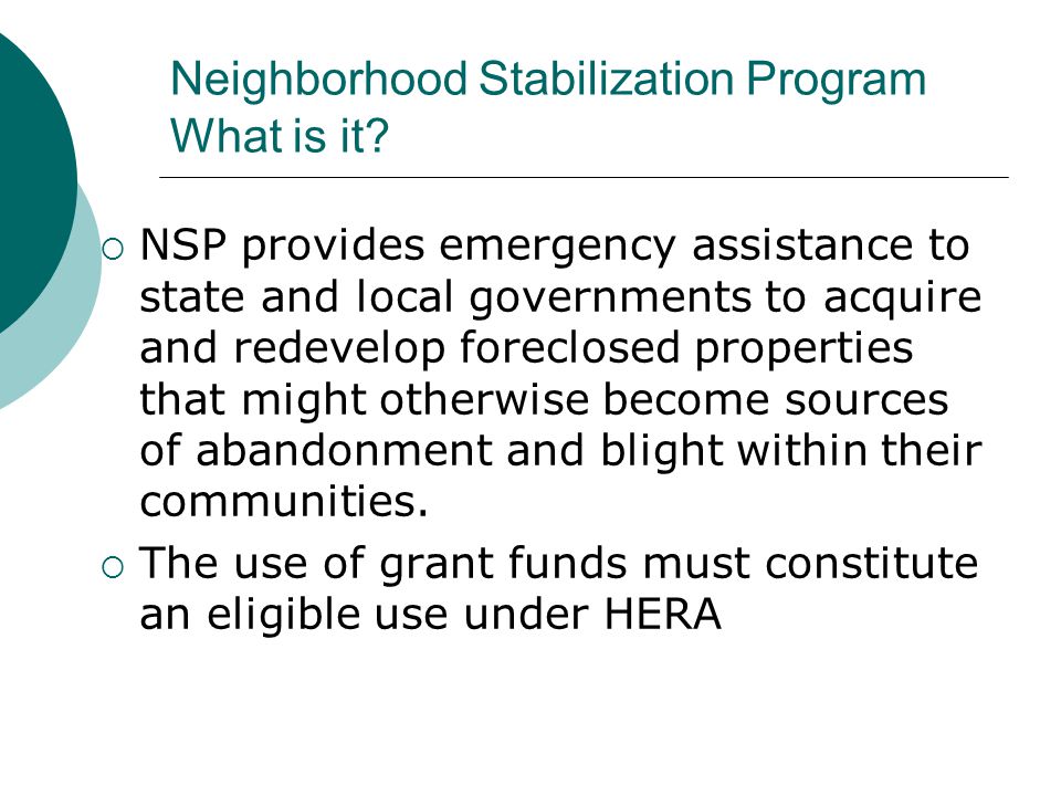 Neighborhood Stabilization Program What is it.