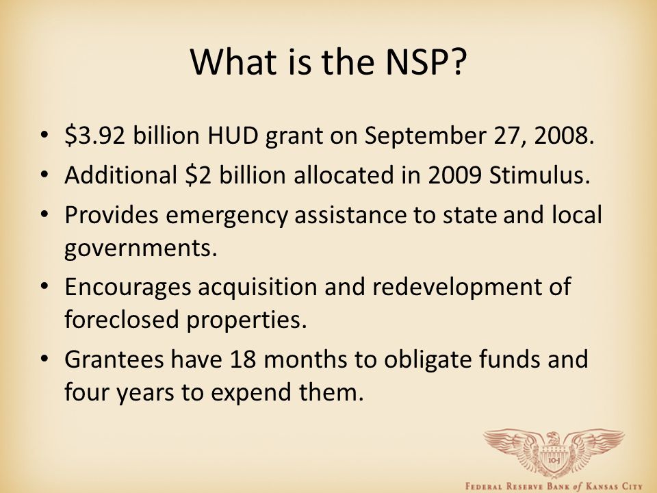 What is the NSP. $3.92 billion HUD grant on September 27,
