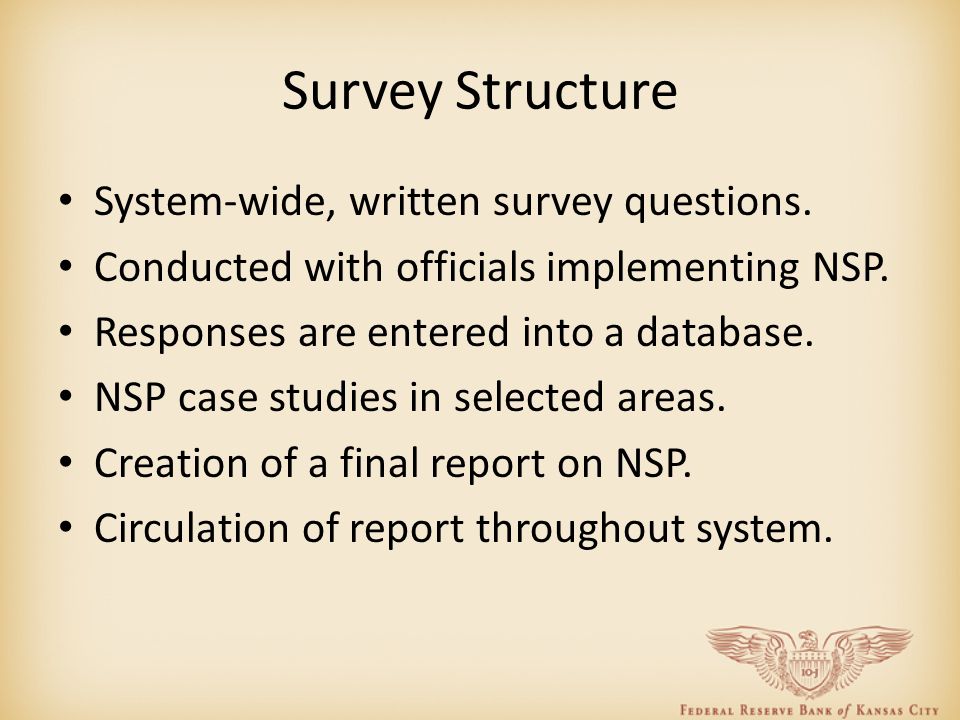 Survey Structure System-wide, written survey questions.