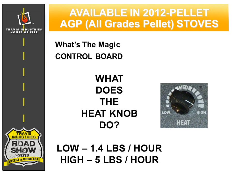 79 CYPRESS WOOD STOVE FEATURING HYBRID-FYRE™ TECHNOLOGY AVAILABLE IN 2012-PELLET AGP (All Grades Pellet) STOVES What’s The Magic CONTROL BOARD WHAT DOES THE HEAT KNOB DO.