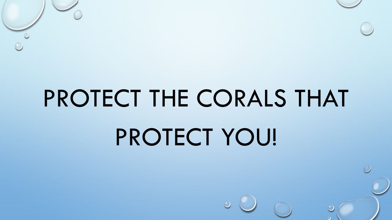 PROTECT THE CORALS THAT PROTECT YOU!