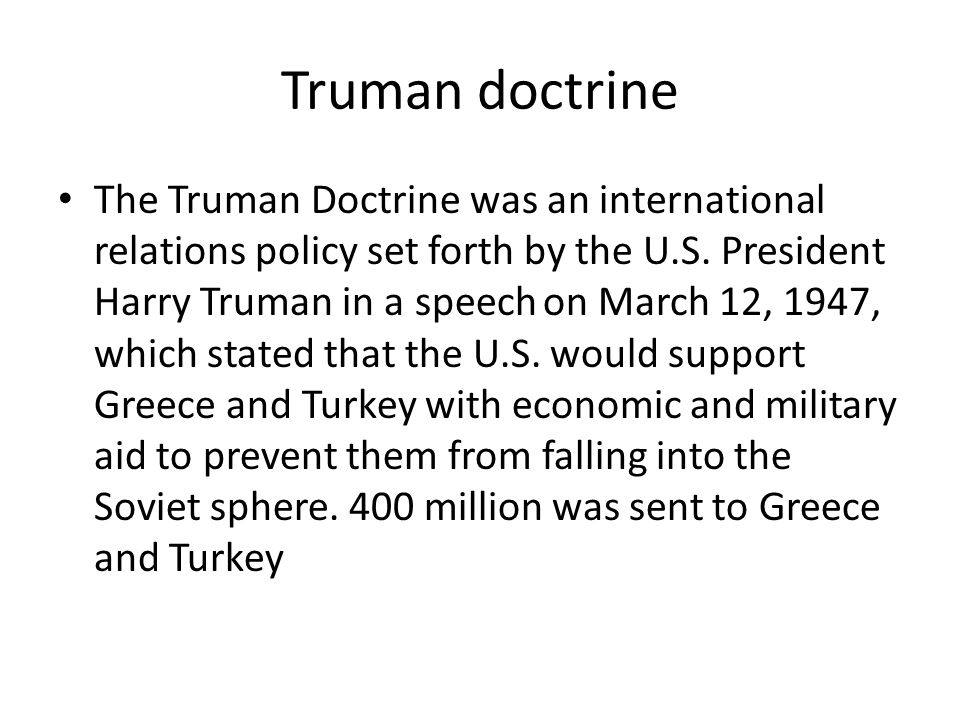 how did the truman doctrine affect the us