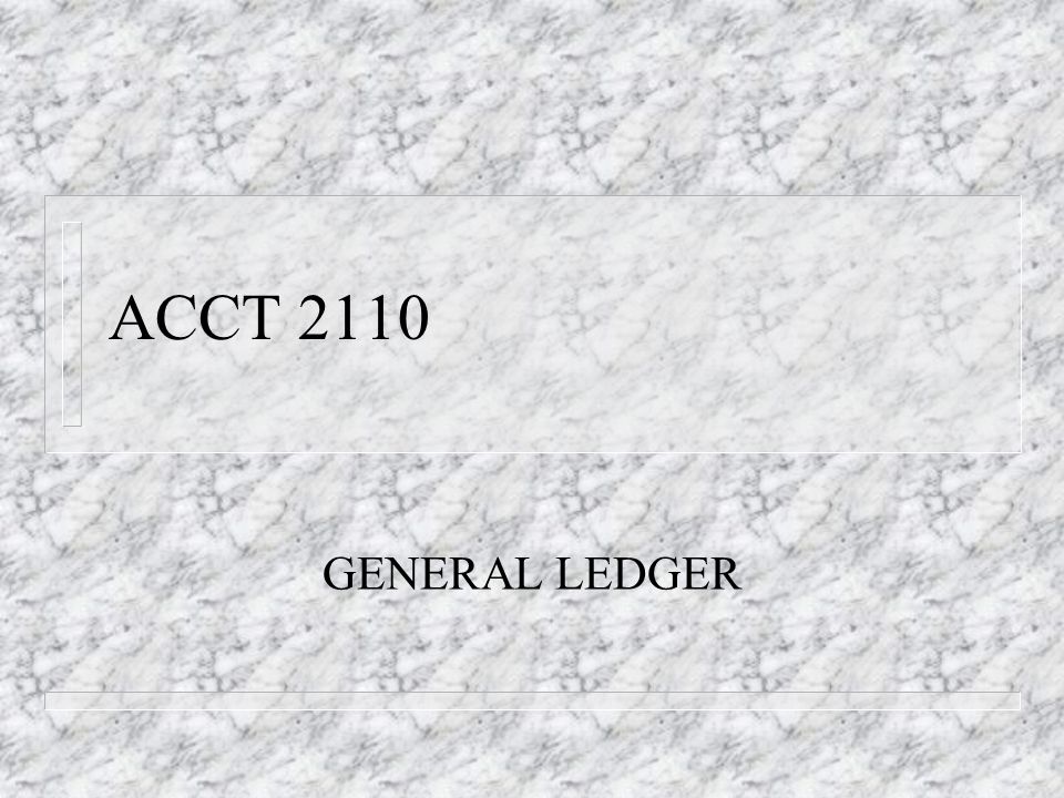 ACCT 2110 GENERAL LEDGER
