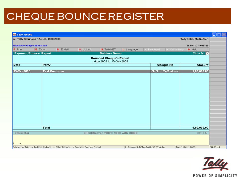 CHEQUE BOUNCE REGISTER