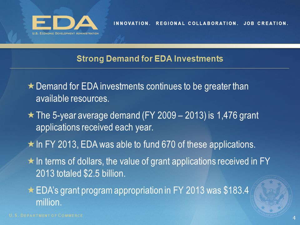 4  Demand for EDA investments continues to be greater than available resources.