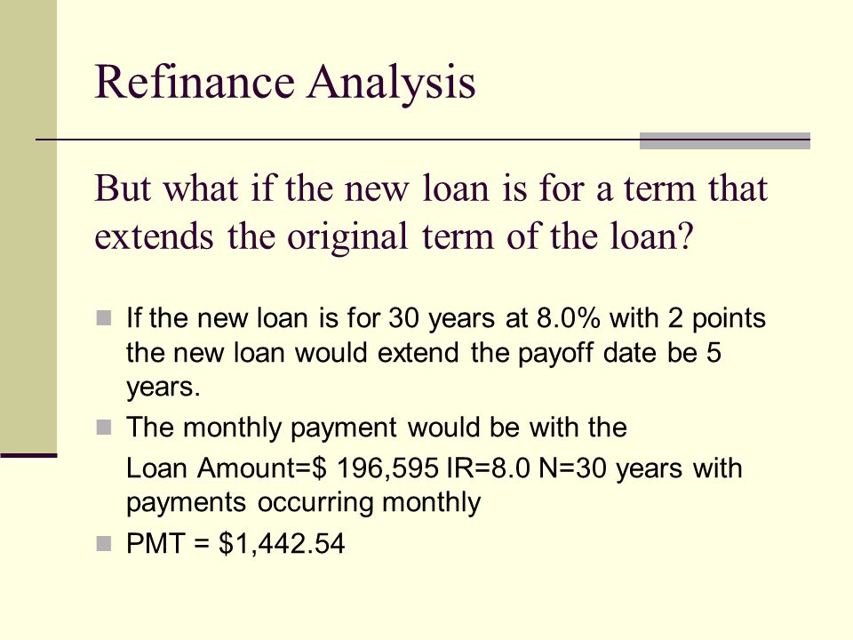But what if the new loan is for a term that extends the original term of the loan.
